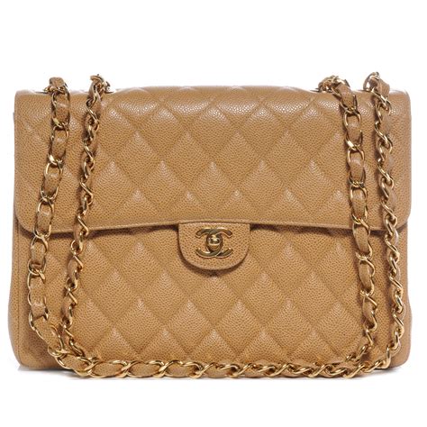 chanel flap beige caviar